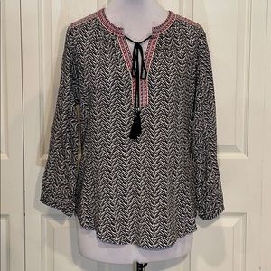 Daniel rainn Embroidered 3/4 Sleeve Boho Top